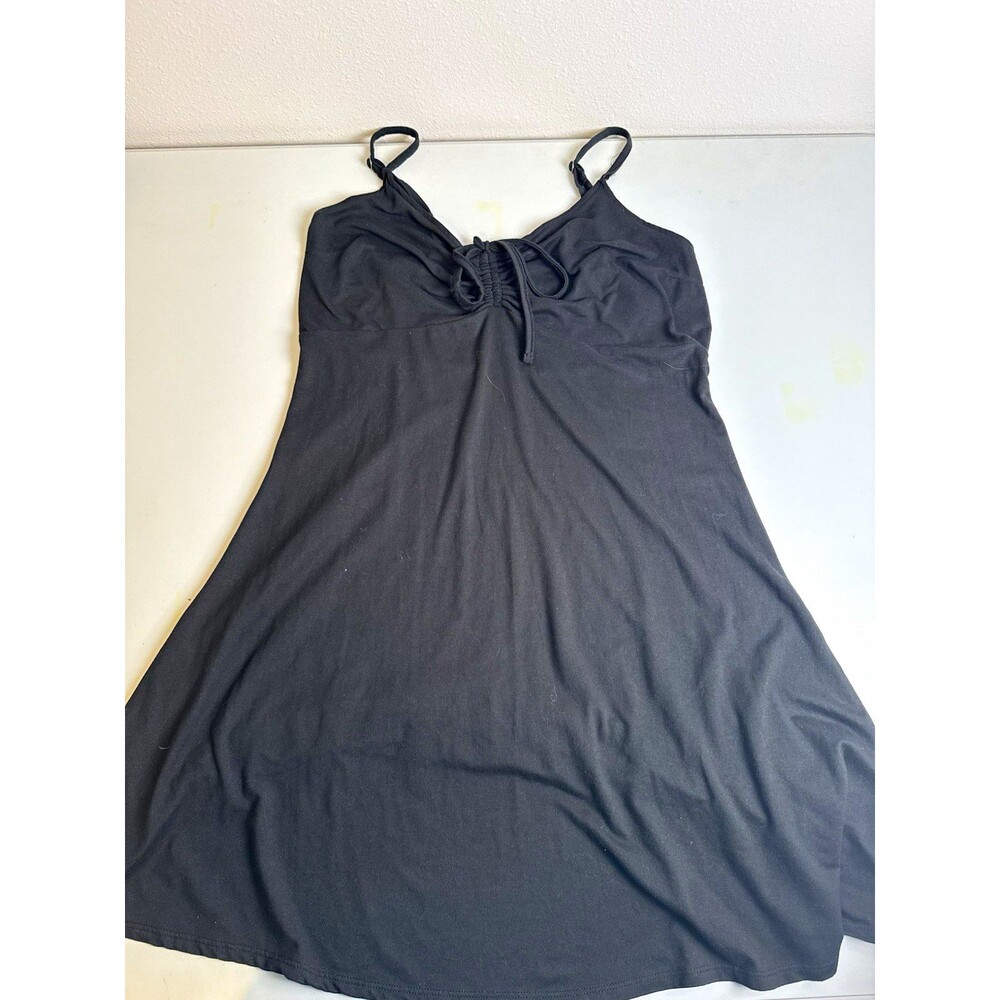 Hollister Black V-Neck Spaghetti Strap Drawstring Mini Slip Dress Sz Small